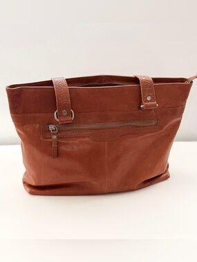 SPIKES & SPARROW Leather Laptop Bag Shoulder Tote Purse zip in Brandy Cognac